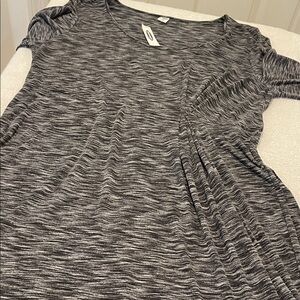 NWT Form Fitting Charcoal Long Sleeve Tee Shirt Mini Dress Minimalist Size XL